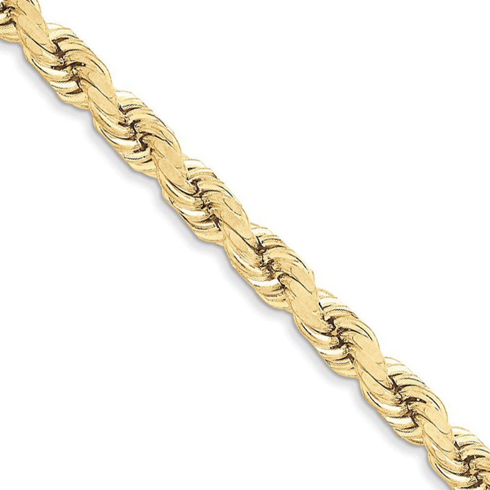 Men's 8mm 10k Yellow Gold Diamond Cut Solid Rope Chain Bracelet