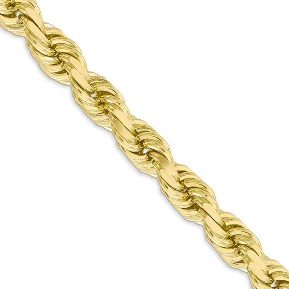 Men's 8mm 10k Yellow Gold Diamond Cut Solid Rope Chain Necklace