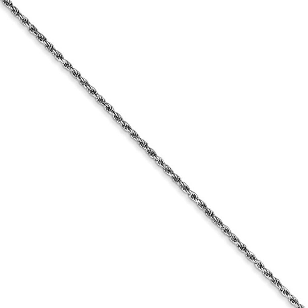 1.2mm, 10k White Gold Diamond Cut Solid Rope Chain Necklace