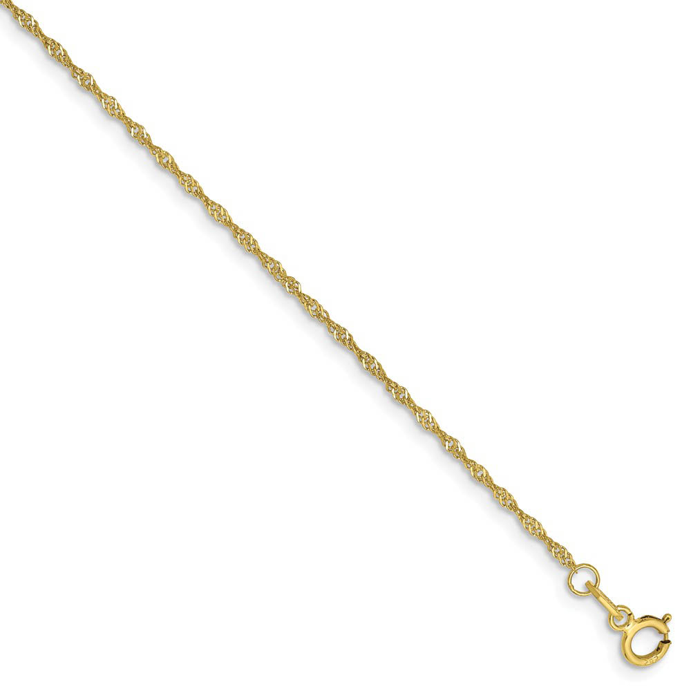 1.1mm, 10k Yellow Gold, Singapore Chain Anklet