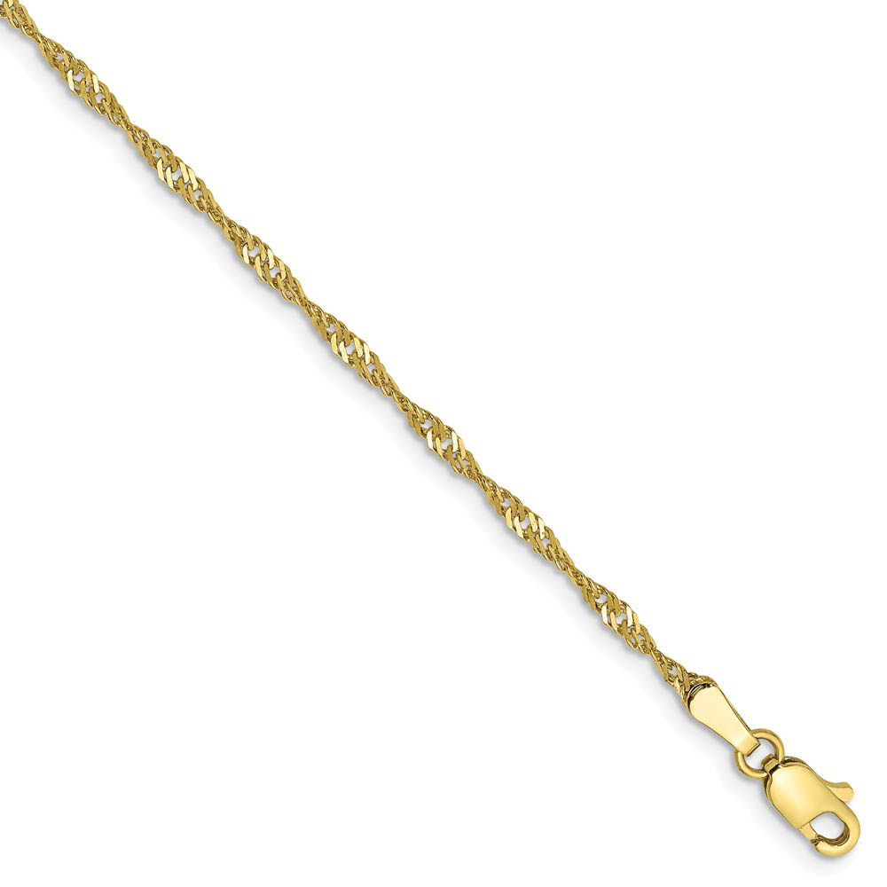 1.7mm, 10k Yellow Gold, Singapore Chain Bracelet, 7 Inch