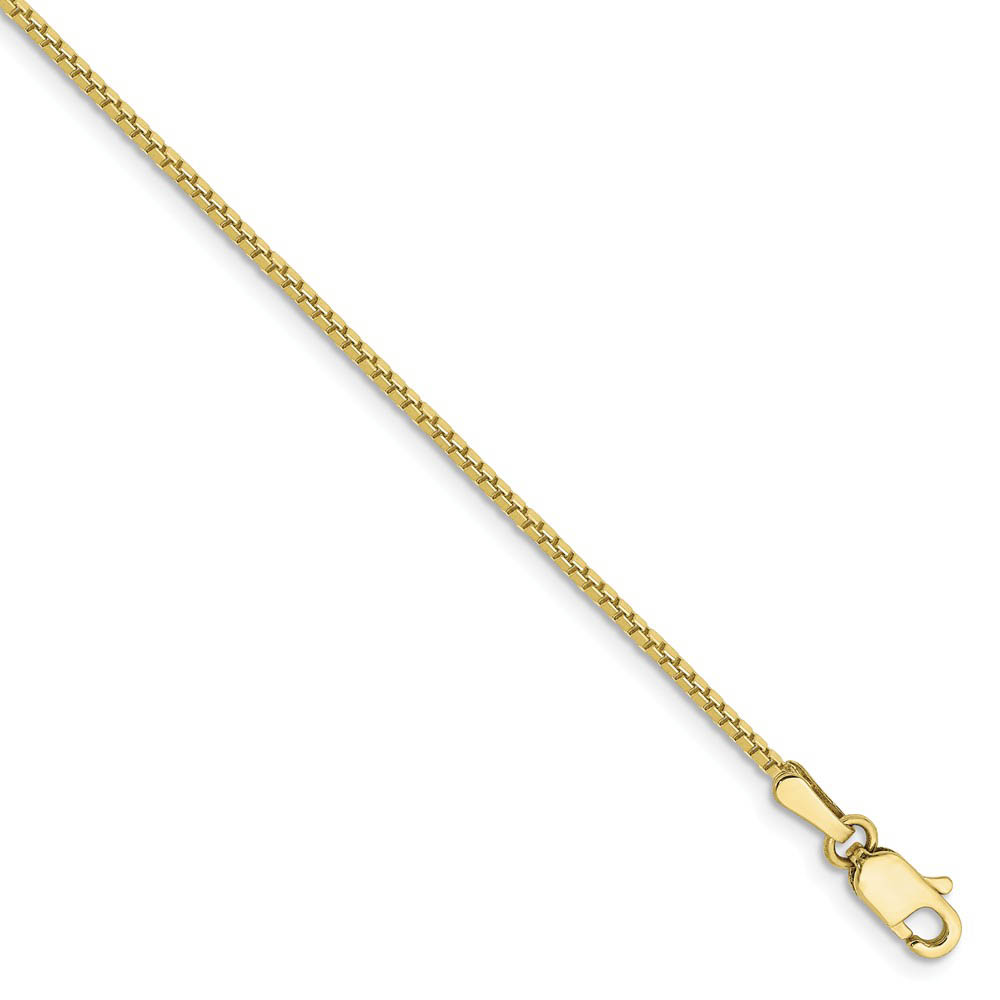 1.1mm, 10k Yellow Gold, Box Chain Anklet