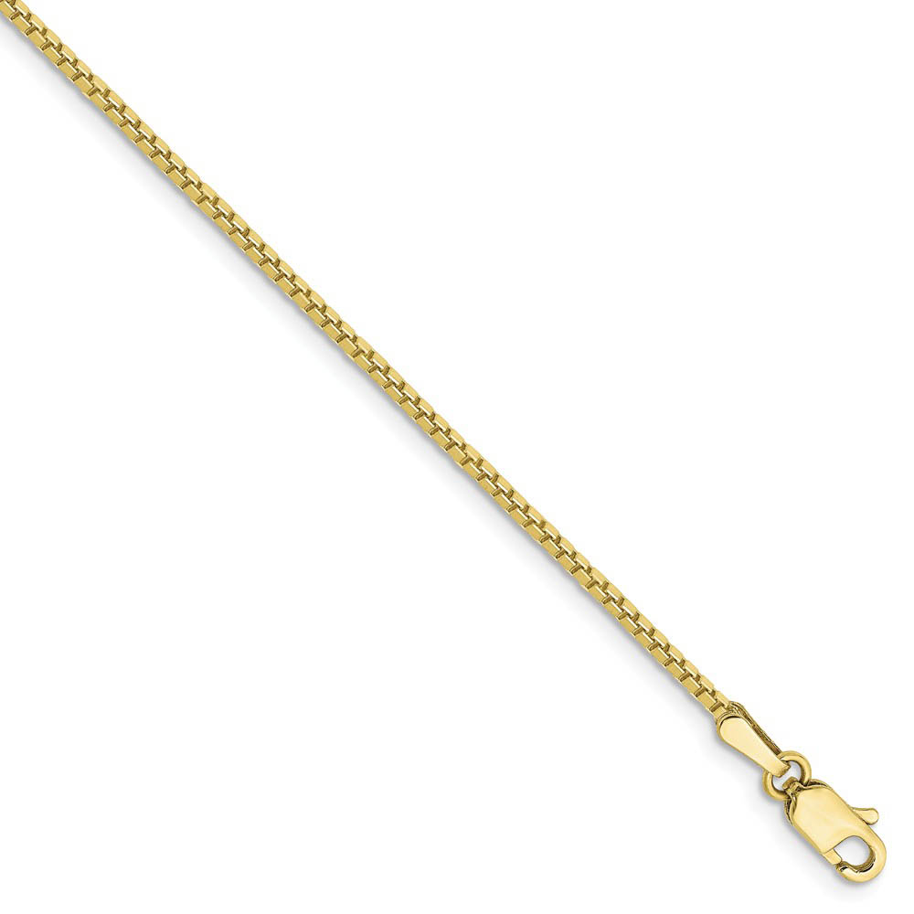 1.25mm, 10k Yellow Gold, Box Chain Anklet