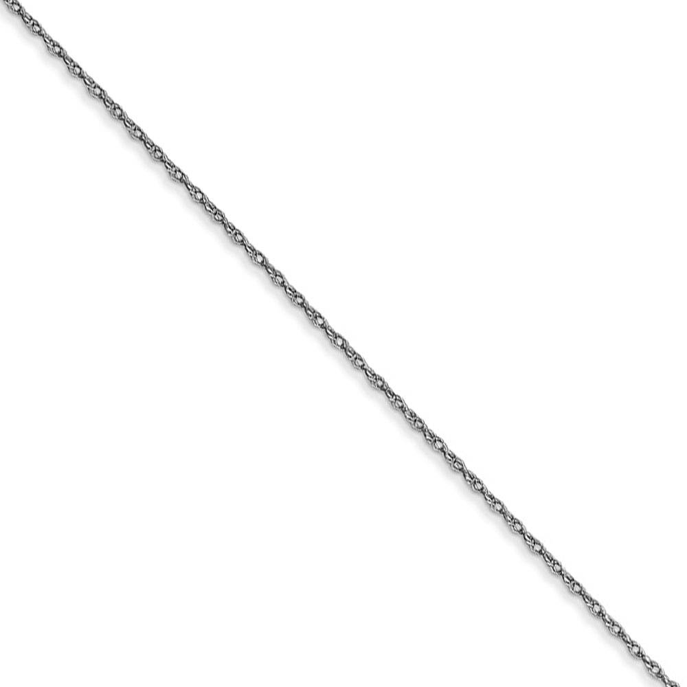 0.5mm, 10k White Gold, Cable Rope Chain Necklace