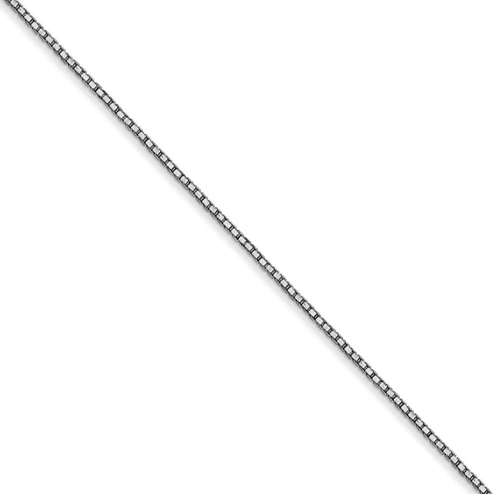 0.9mm, 10k White Gold, Box Chain Necklace