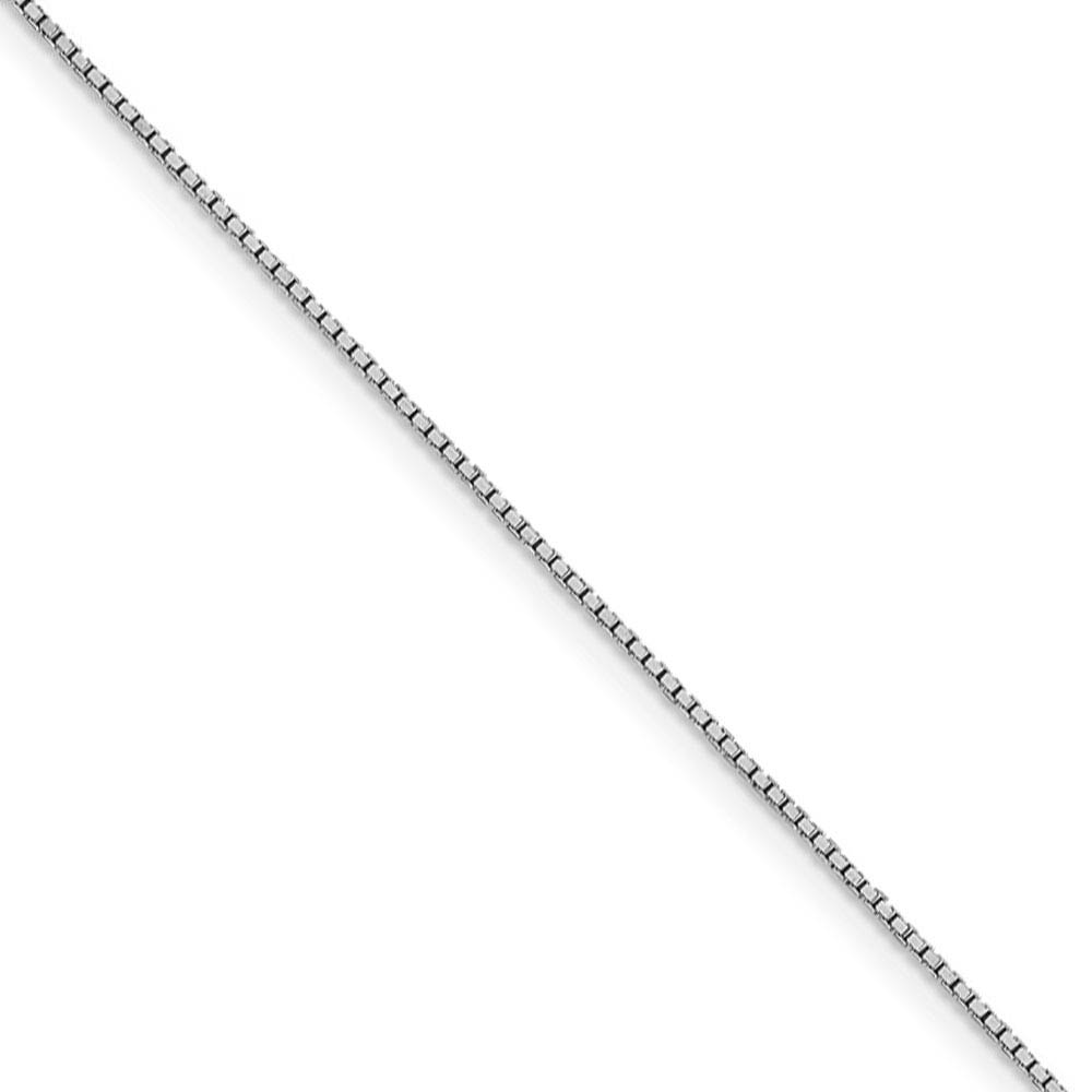 1mm, 10k White Gold, Box Chain Necklace