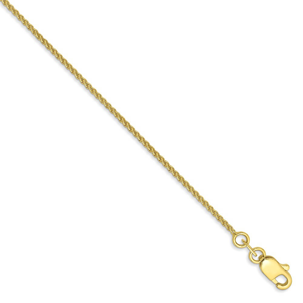 1mm, 10k Yellow Gold, Solid Spiga Chain Anklet