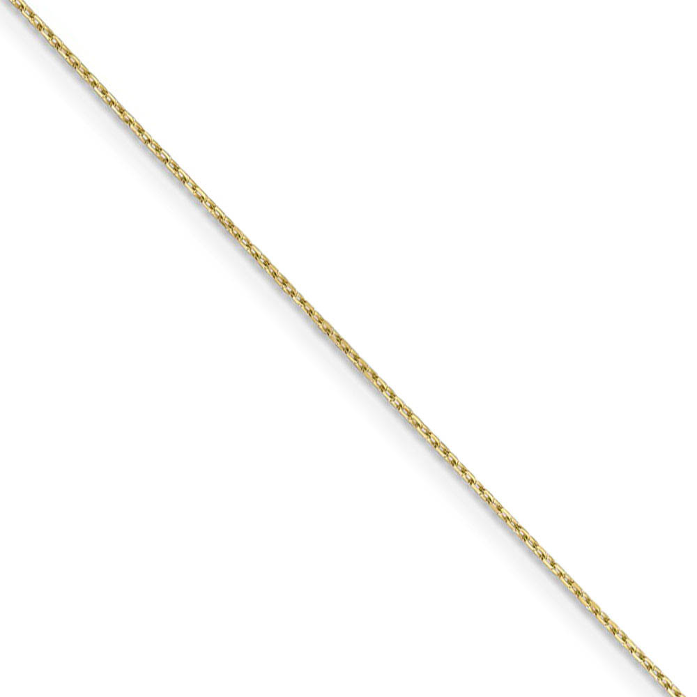 0.8mm, 10k Yellow Gold, Diamond Cut Cable Chain Necklace, 16 Inch