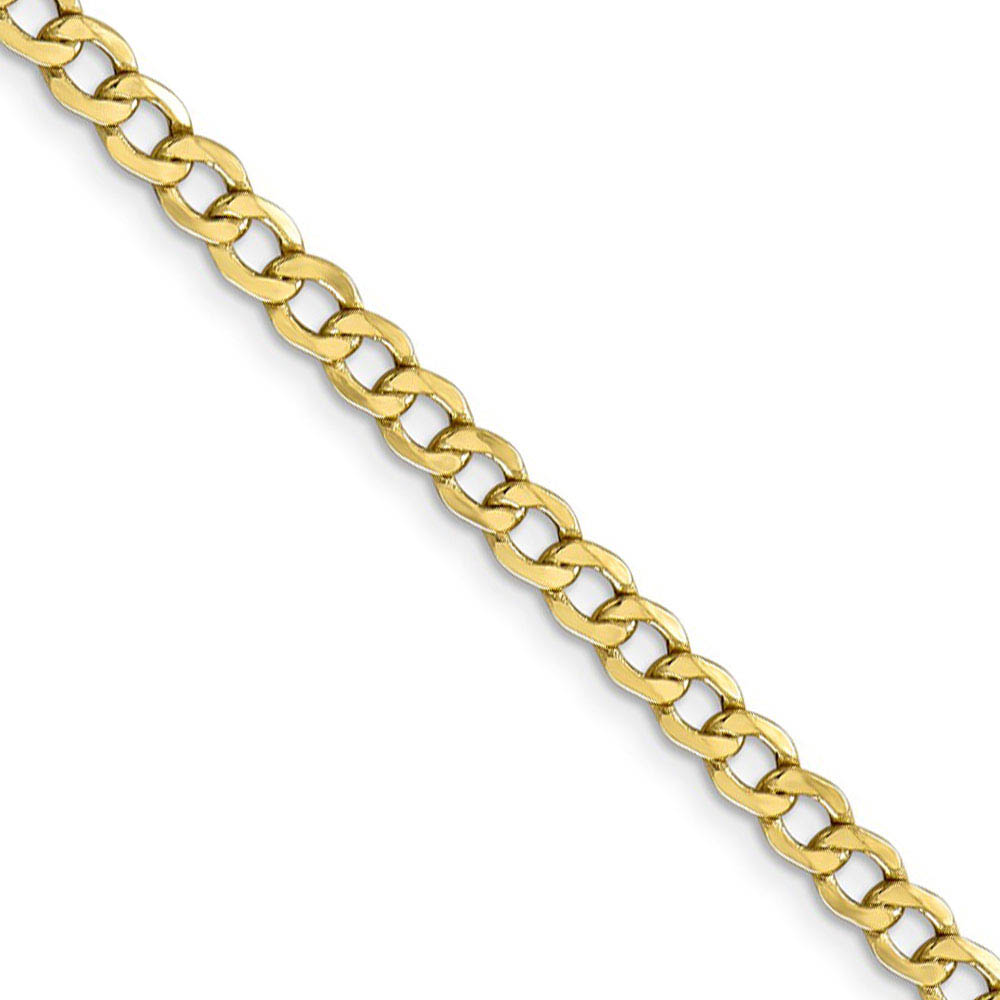 4.3mm, 10k Yellow Gold Hollow Curb Link Chain Necklace, 16 Inch