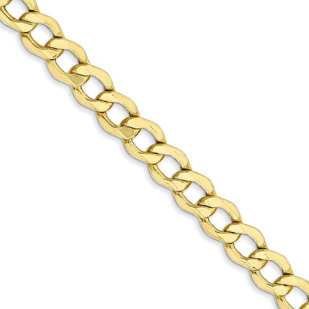 5.25mm, 10k Yellow Gold Hollow Curb Link Chain Necklace, 16 Inch