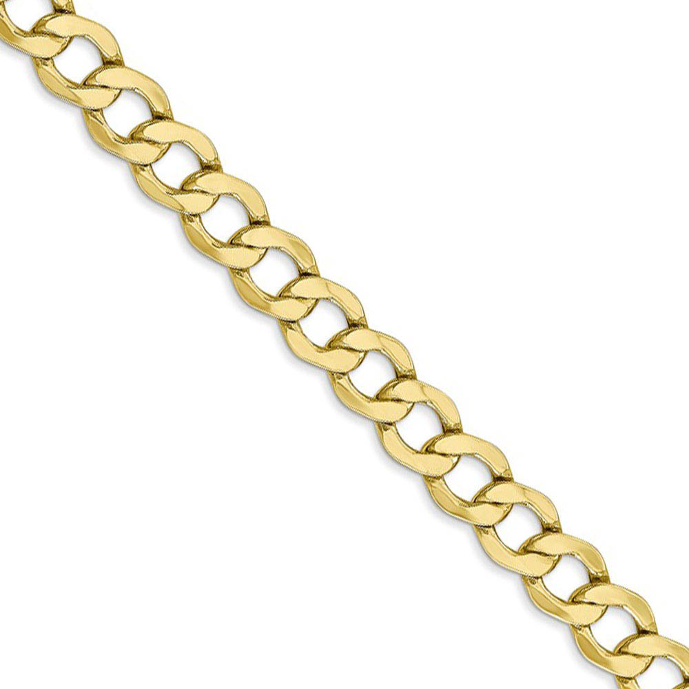 Men&#039;s 6.5mm, 10k Yellow Gold Hollow Curb Link Chain Necklace, 18 Inch