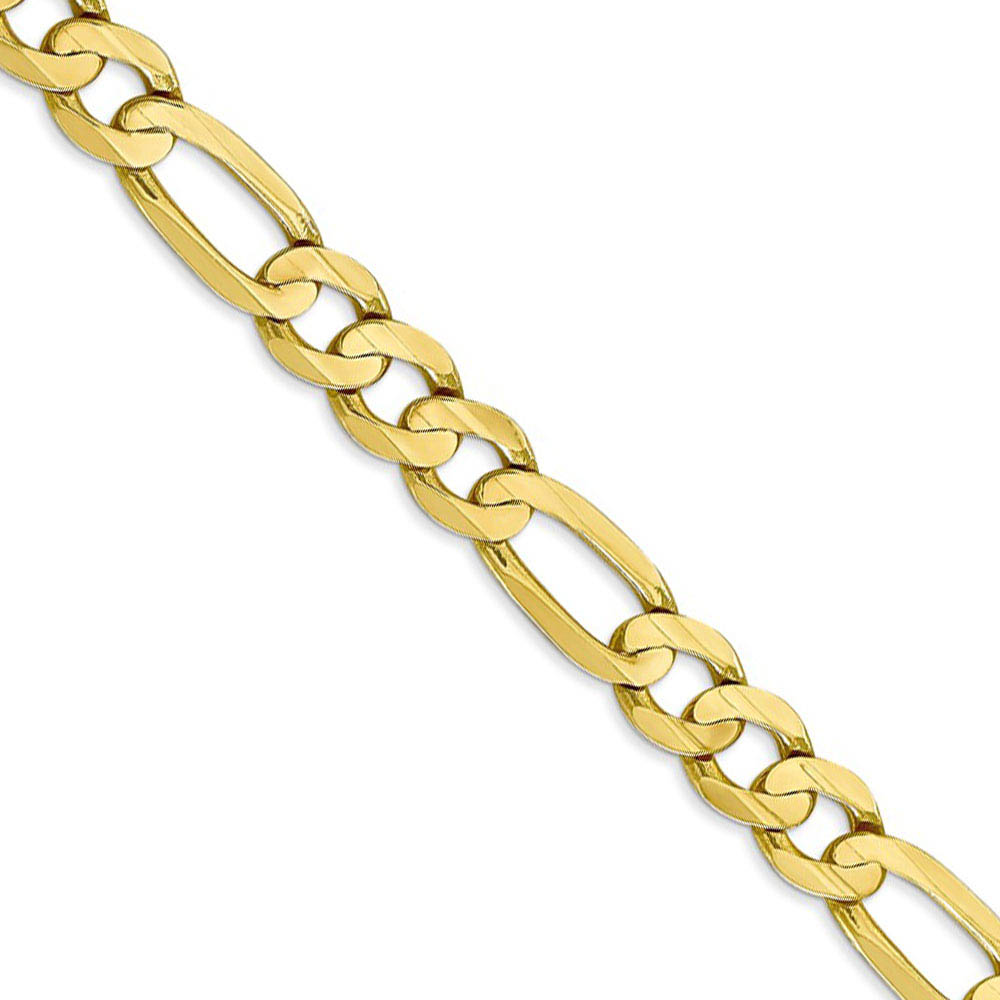 Men's 7.5mm, 10k Yellow Gold, Figaro Chain Necklace