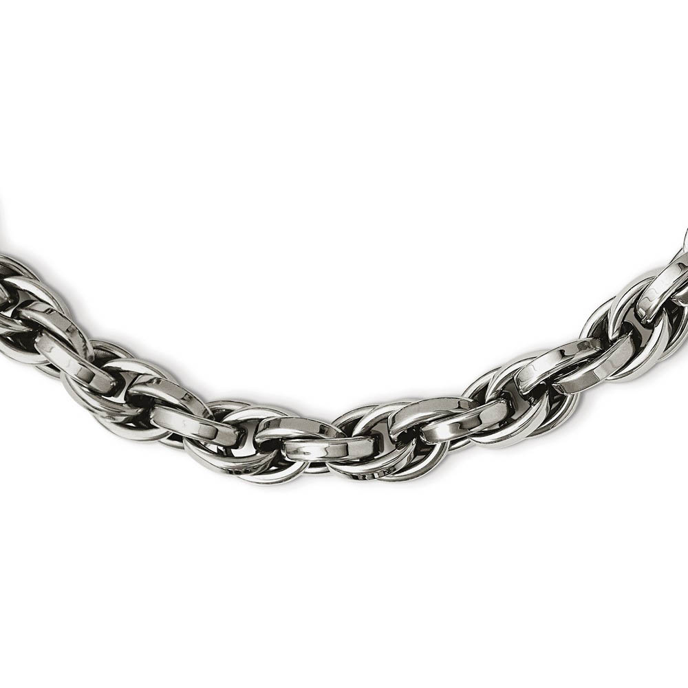 Men&#039;s Stainless Steel 10mm Polished Oval Link Necklace 24 Inch