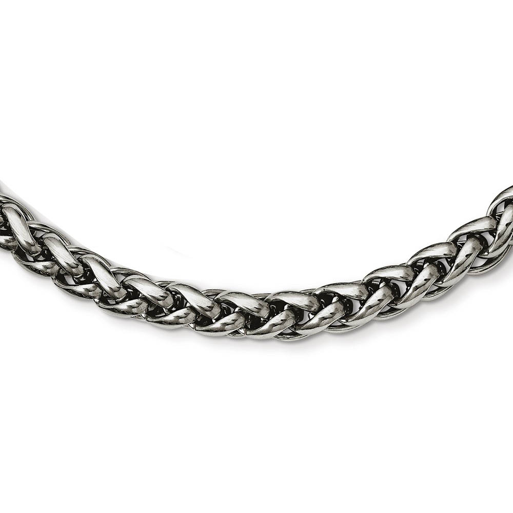 Men&#039;s Stainless Steel 7mm Polished Spiga Chain 18 Inch