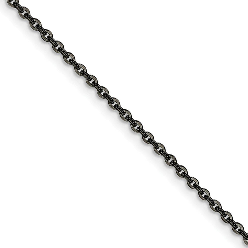 2.3mm Stainless Steel Black-plated Cable Chain Necklace, 18 Inch