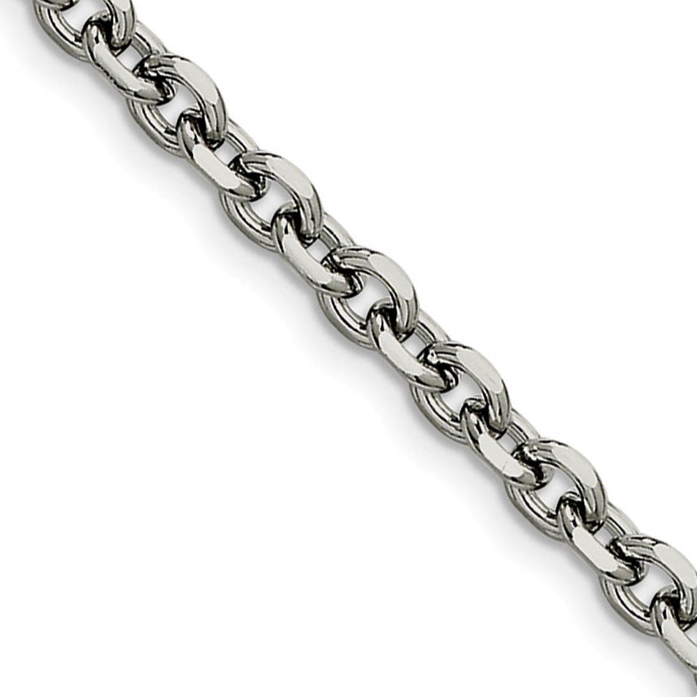 Men&#039;s 5.3mm Stainless Steel Polished Cable Chain Necklace, 20 Inch