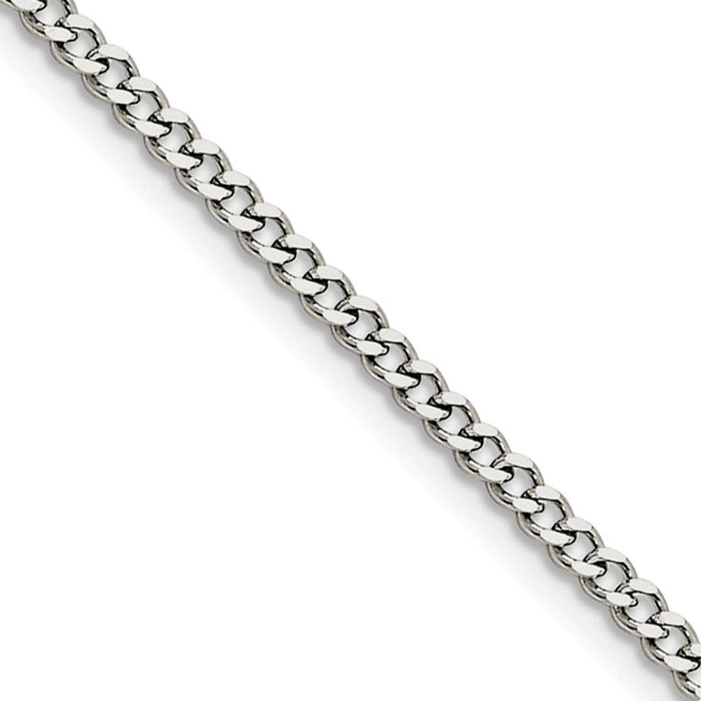 3mm Stainless Steel Flat Curb Chain Necklace