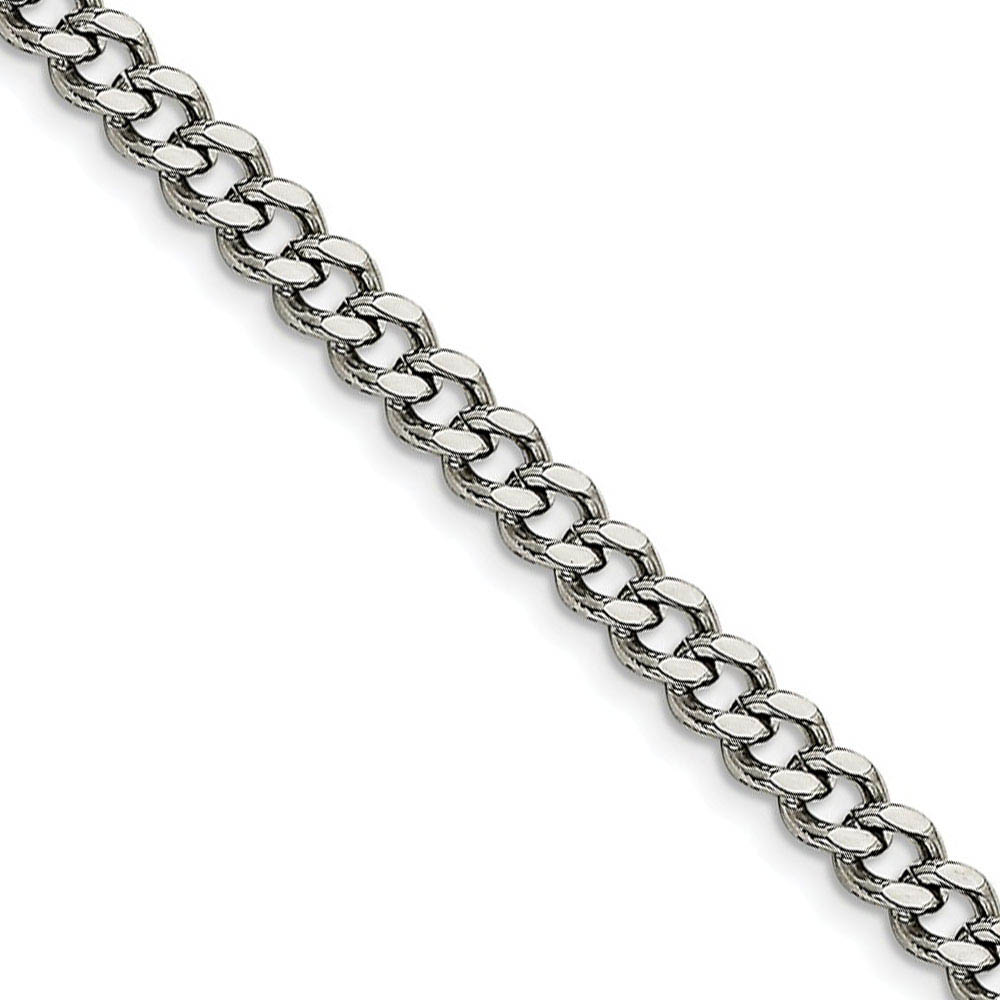 Men&#039;s 6.75mm Stainless Steel Heavy Flat Curb Chain Necklace