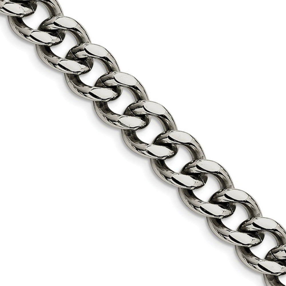 Men&#039;s 11.5mm Stainless Steel Heavy Flat Curb Chain Necklace