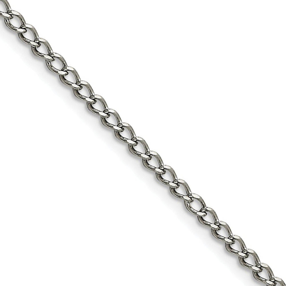 3mm Stainless Steel Open Curb Chain Necklace, 18 Inch