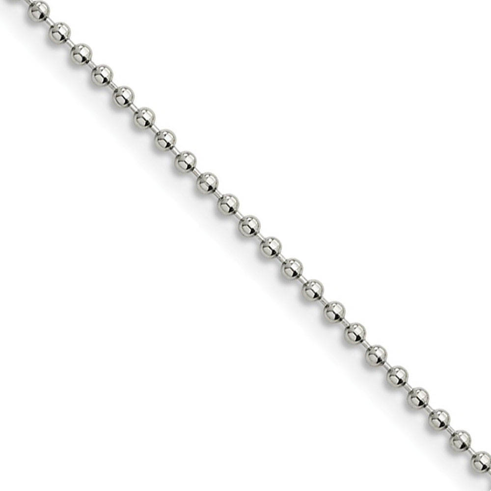 2mm Stainless Steel Beaded Chain Necklace, 18 Inch