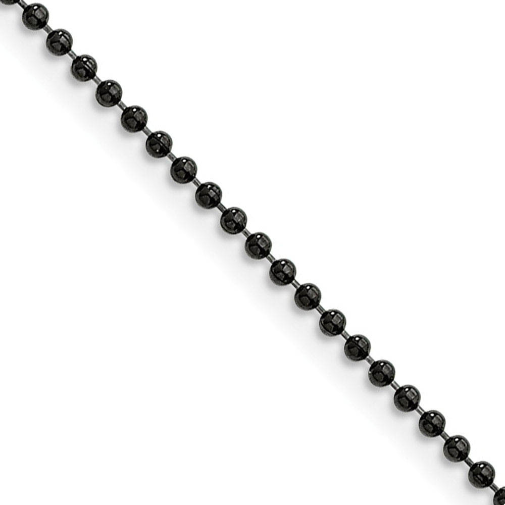 2mm Stainless Steel Black-Plated Beaded Chain Necklace