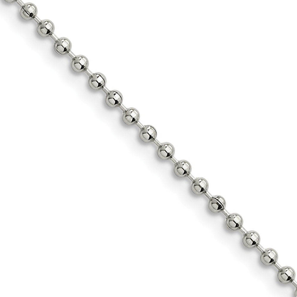 2.4mm Stainless Steel Beaded Chain Necklace, 18 Inch