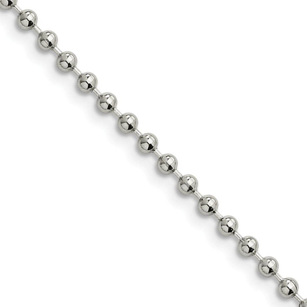 3mm Stainless Steel Beaded Chain Necklace, 18 Inch