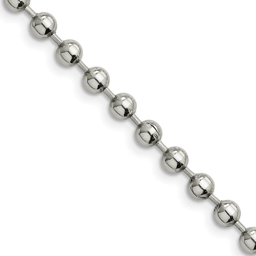 Men's 5mm Stainless Steel Beaded Chain Necklace