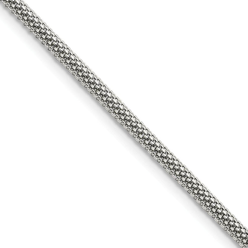 Men&#039;s 3.2mm Stainless Steel Round Bismark Mesh Chain Necklace, 20 Inch