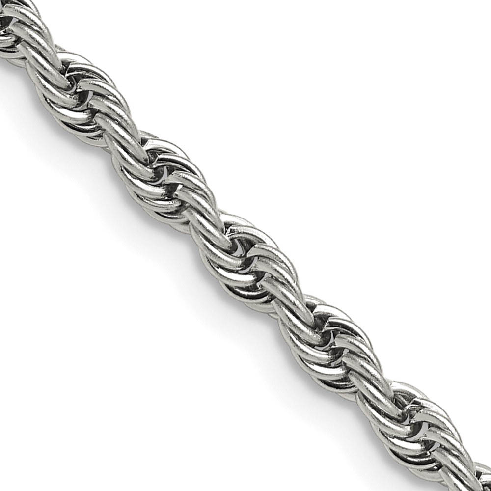 Men&#039;s 4mm Stainless Steel Rope Chain Necklace, 18 Inch