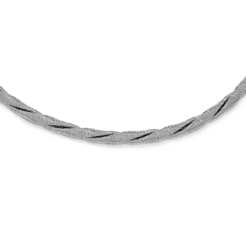 Sterling Silver 4mm Fancy Textured & Twisted Chain Adjustable Necklace