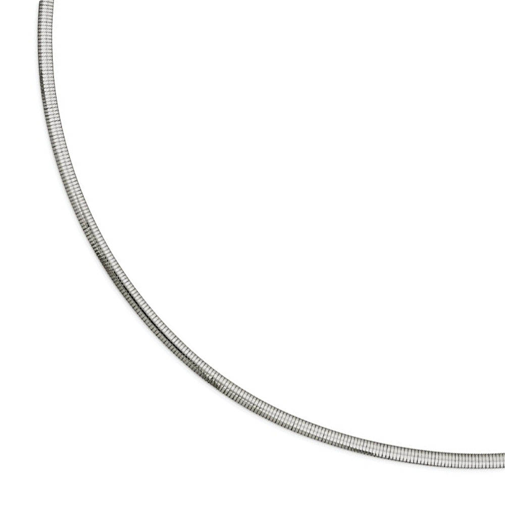 Stainless Steel 6mm Omega Chain Necklace, 18 Inch