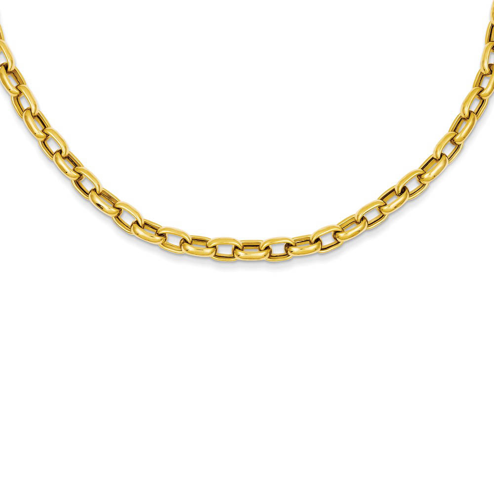 14k Yellow Gold 4.5mm Polished Hollow Rolo Chain Necklace, 18 Inch