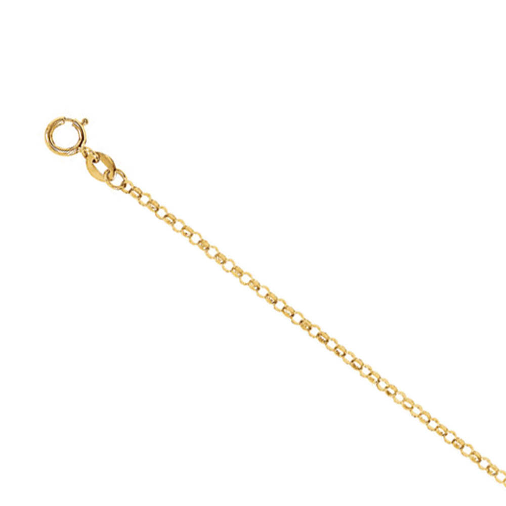 1.5mm, 14k Yellow Gold Solid Rolo Chain Necklace