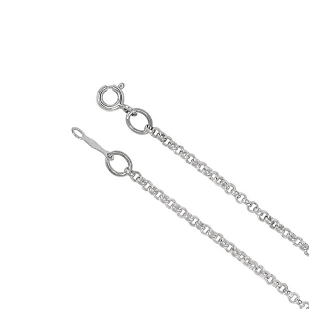 2mm, 14k White Gold Solid Rolo Chain Necklace