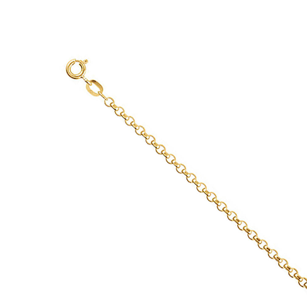 2mm, 14k Yellow Gold Solid Rolo Chain Necklace