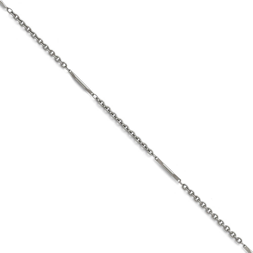 2.2mm Stainless Steel Polished Cable and Bar Link Chain Necklace