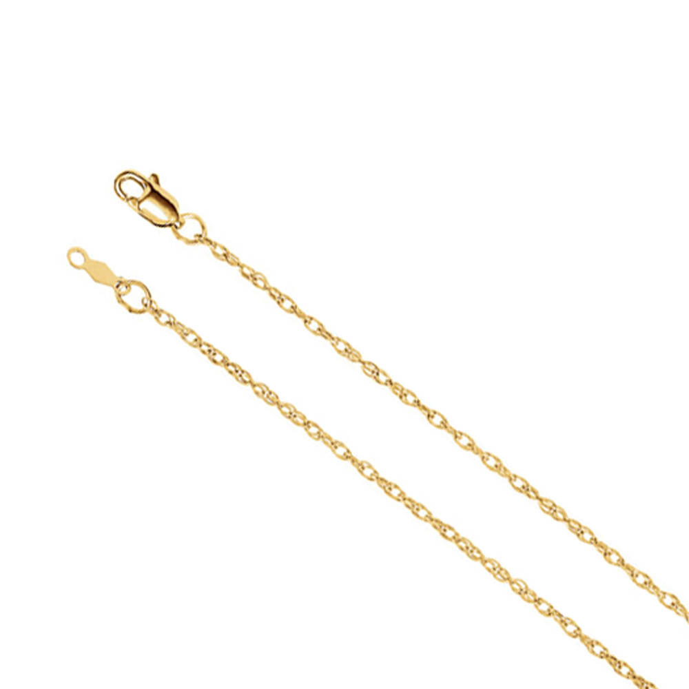 1.5mm, 14k Yellow Gold Solid Loose Rope Chain Necklace