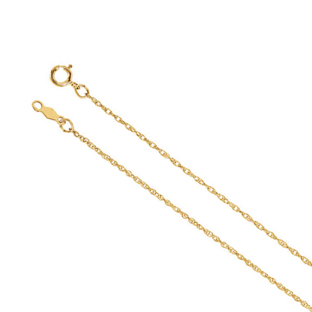 1mm 14k Yellow Gold Solid Loose Rope Chain Necklace