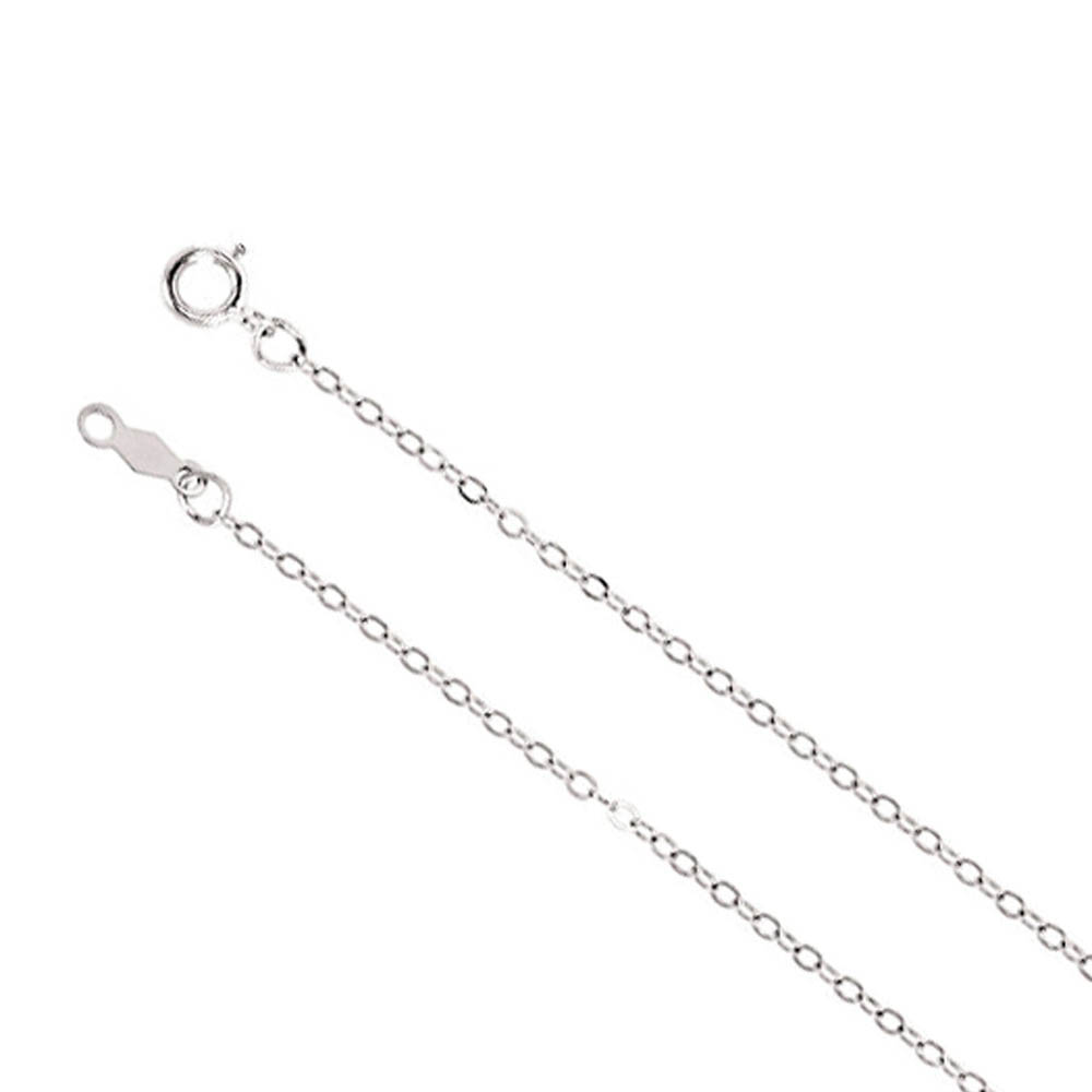 1.5mm 14k White Gold Solid Flat Cable Chain Necklace
