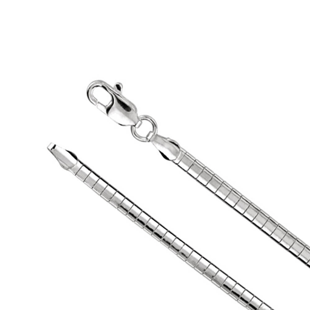 3mm Sterling Silver Domed Omega Chain Necklace