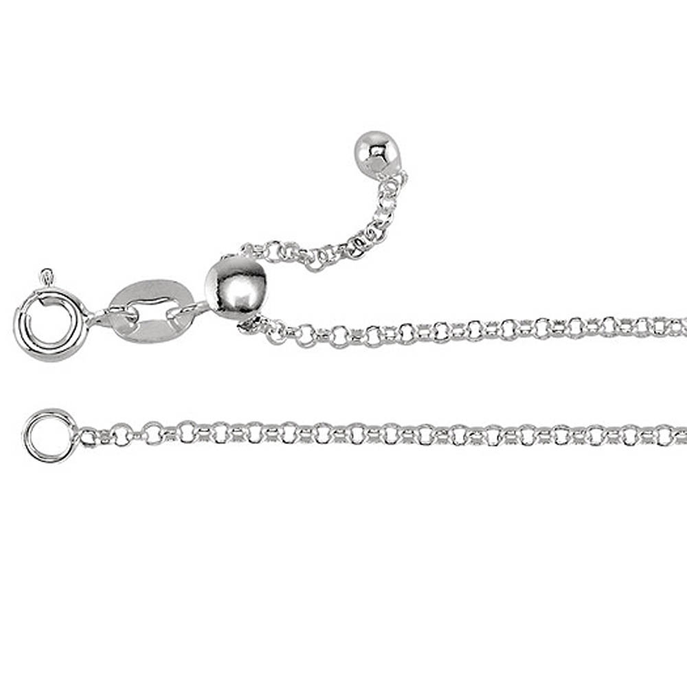 1.5mm Sterling Silver Adjustable Solid Rolo Chain Necklace
