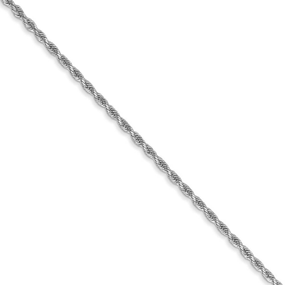 1.3mm 14k White Gold Solid Diamond Cut Rope Chain Bracelet &amp; Anklet