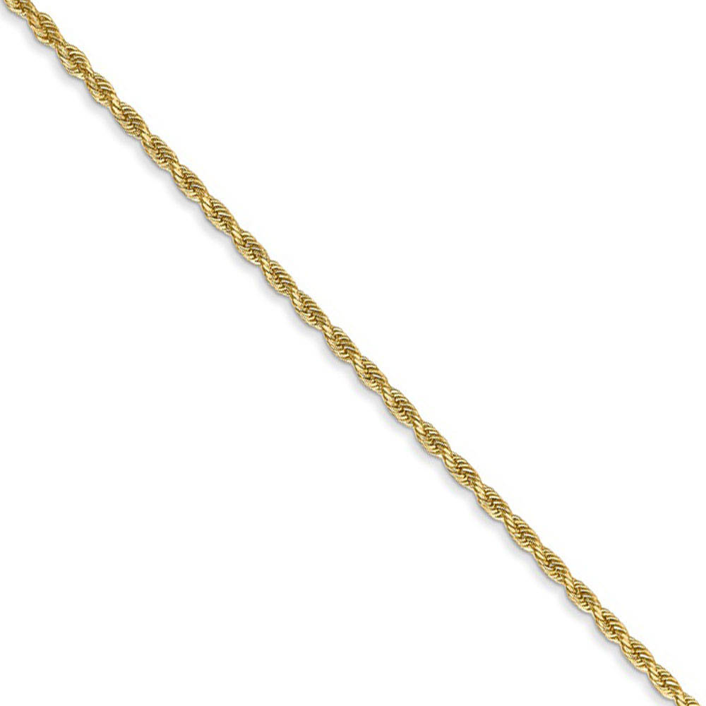 1.3mm 14k Yellow Gold Solid Diamond Cut Rope Chain Bracelet &amp; Anklet