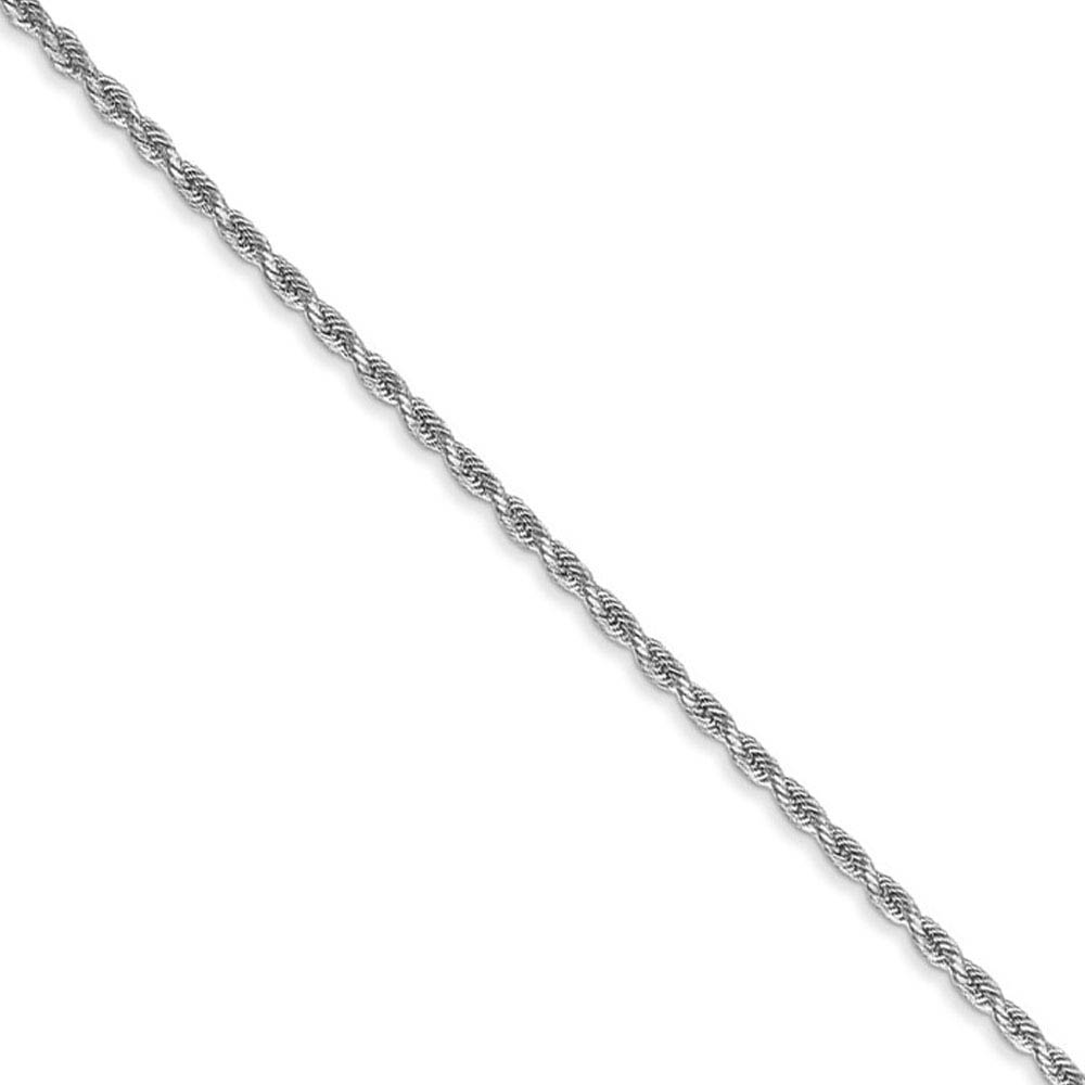 1.5mm 14k White Gold Solid Diamond Cut Rope Chain Bracelet & Anklet