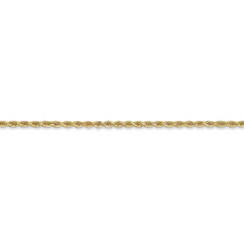 1.75mm 14k Yellow Gold Solid Diamond Cut Rope Chain Bracelet - Picture 9 of 11