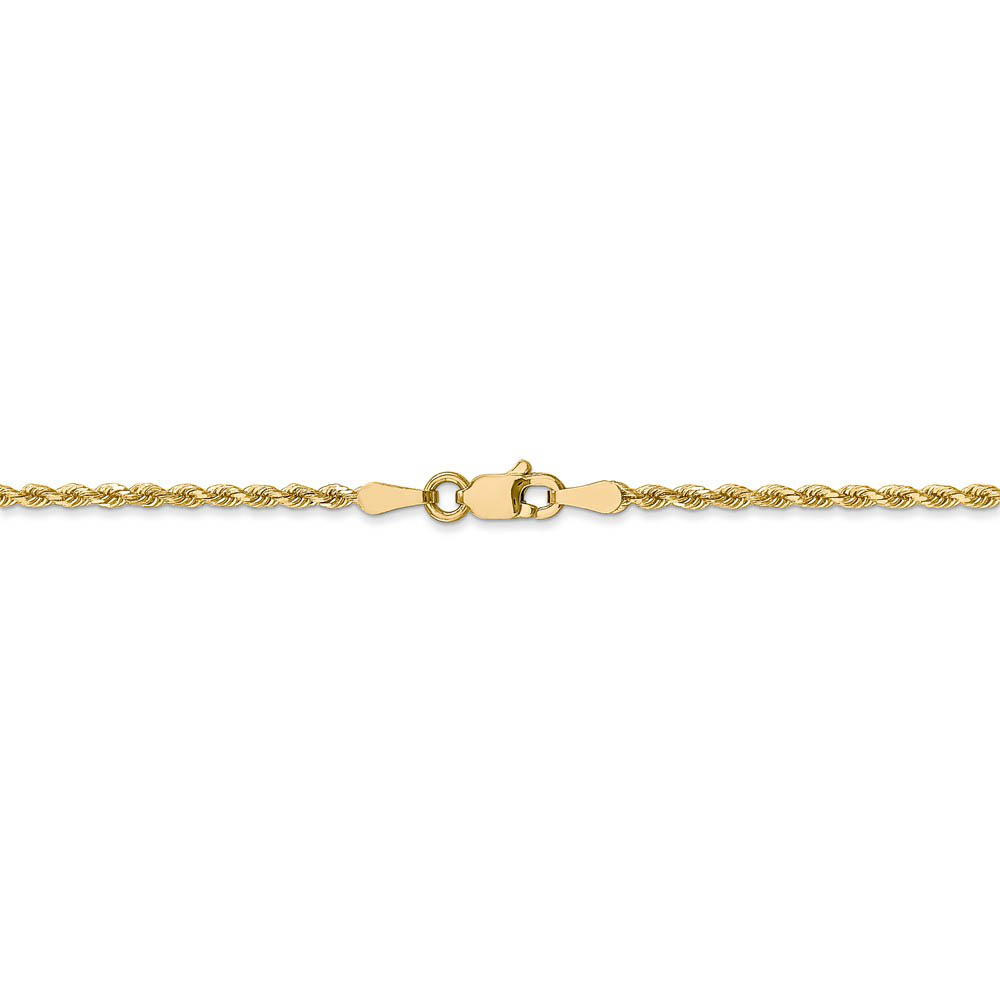 1.75mm 14k Yellow Gold Solid Diamond Cut Rope Chain Bracelet - Picture 10 of 11
