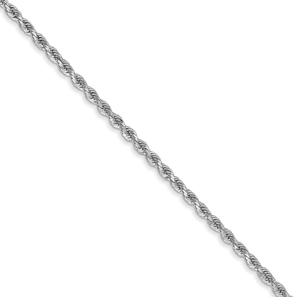 1.75mm 14k White Gold Solid Diamond Cut Rope Chain Necklace
