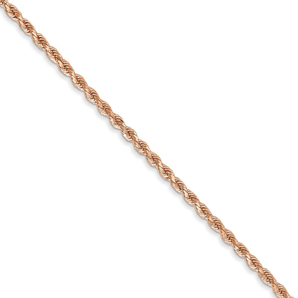 1.75mm 14k Rose Gold Solid Diamond Cut Rope Chain Necklace